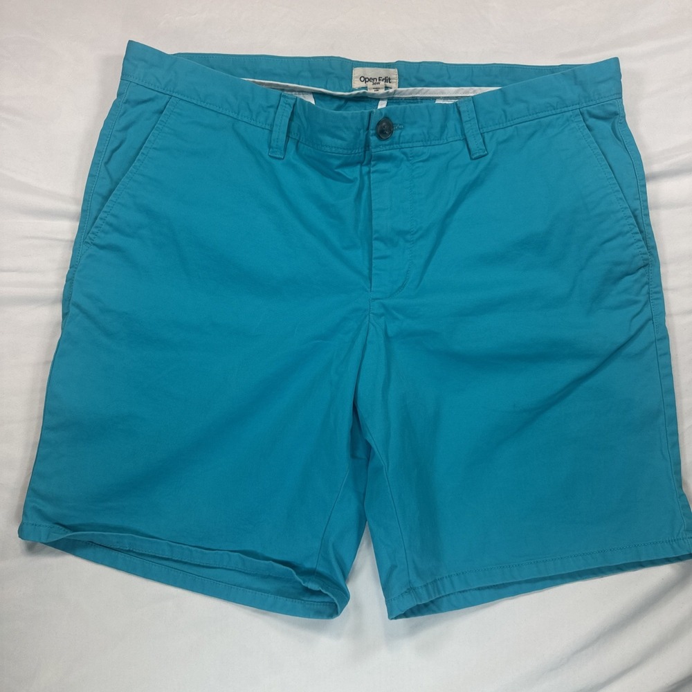 Open Edit Turquoise Men's Stretch Cotton Skinny Chino Shorts Sz 34